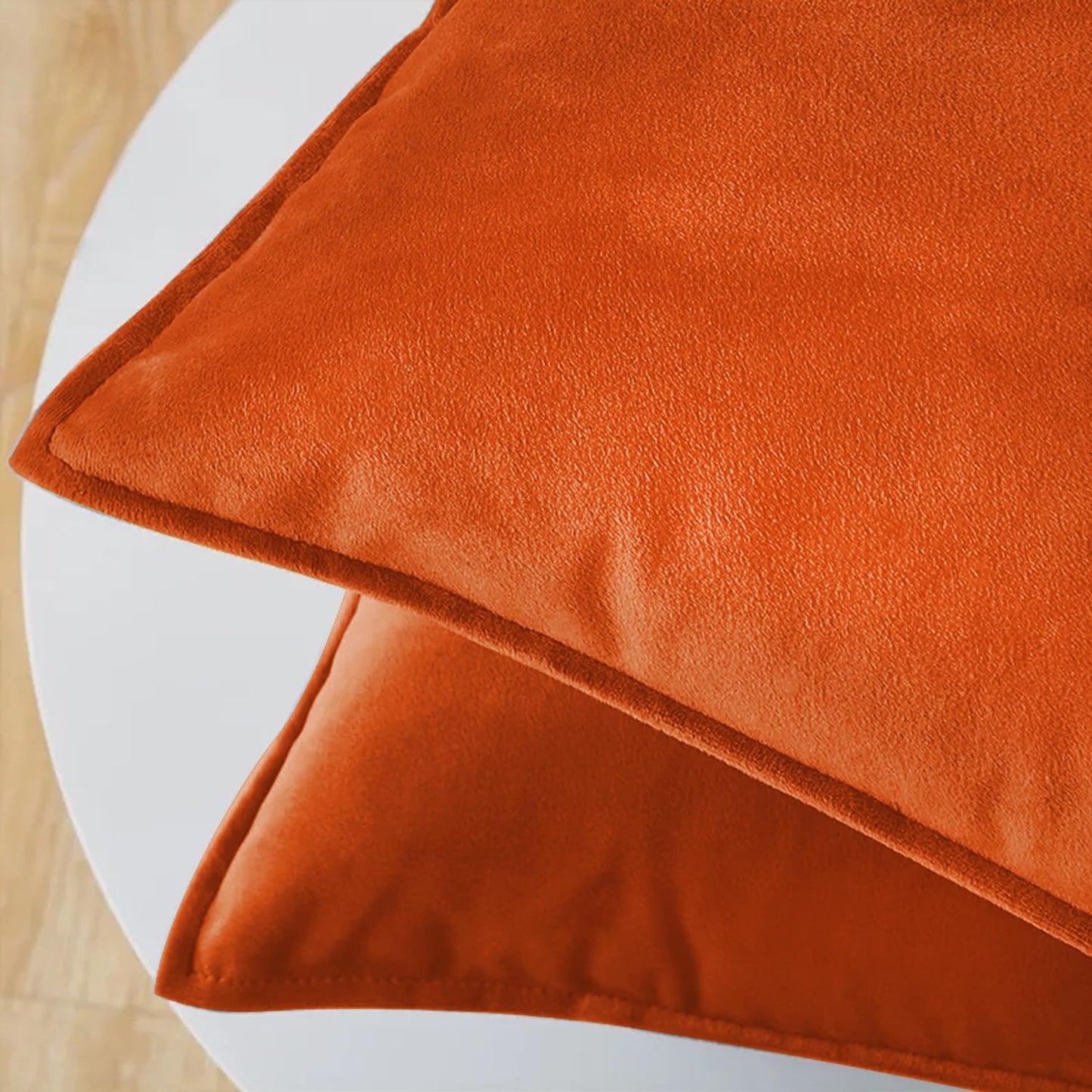 VAKADO Fall Throw Pillow Covers 18x18 Set of 2 Burnt Orange Halloween Velvet Decor Decorative Couch Cushion Autumn Fall Euro Pillowcases with Fringe Home Bed Decoration for Sofa Bedroom Office