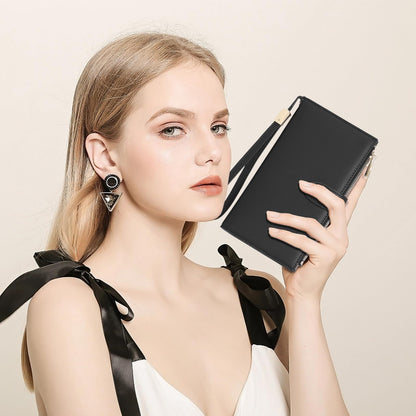 FALAN MULE Wallet Women Multi Card Slim Leather RFID Blocking Credit Card Holder Wallet Purse with Zipper Pocket