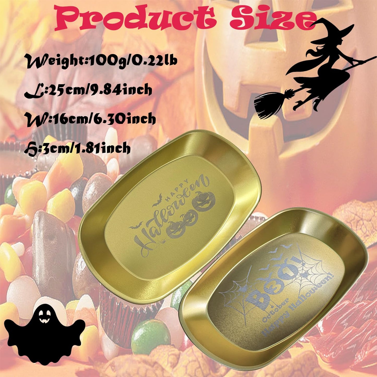 FREECOZYER 3pcs Halloween Candy Dish, Serving Tray, Halloween Platter Pumpkin Candy Bowl Table Decorations for Party Trick or Treat Decor (Pumpkin 3 Pack)