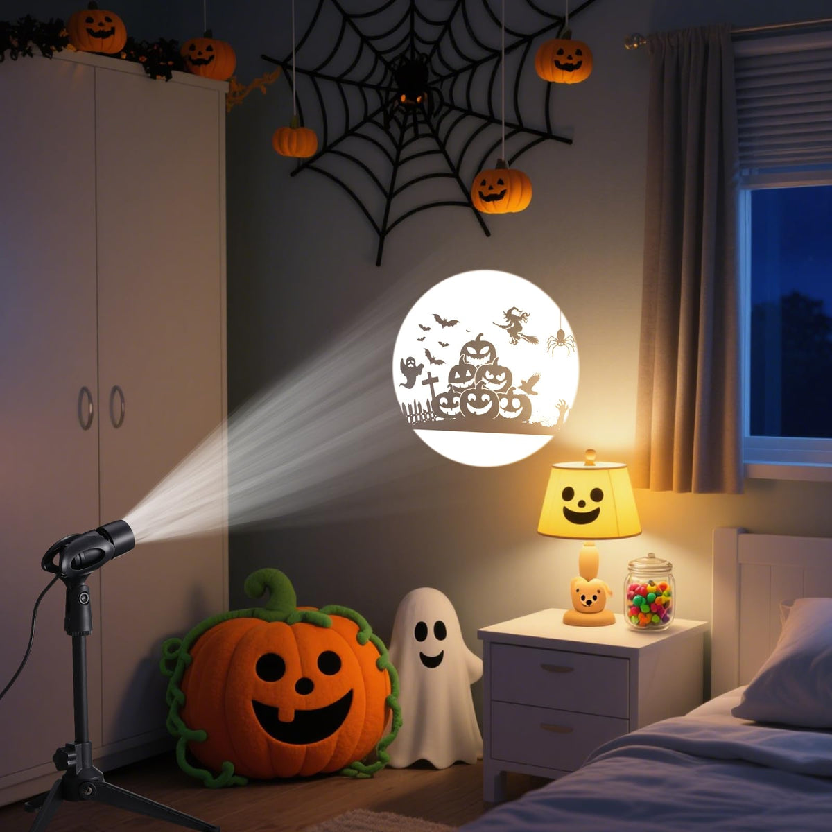 Relaxweex Halloween Outdoor Projector Light Decoration with 3 Film, Halloween Slides Holiday LED Projector Light Outdoor Waterproof Landscape Decorative Rotation Lighting Movement Projection Lamp