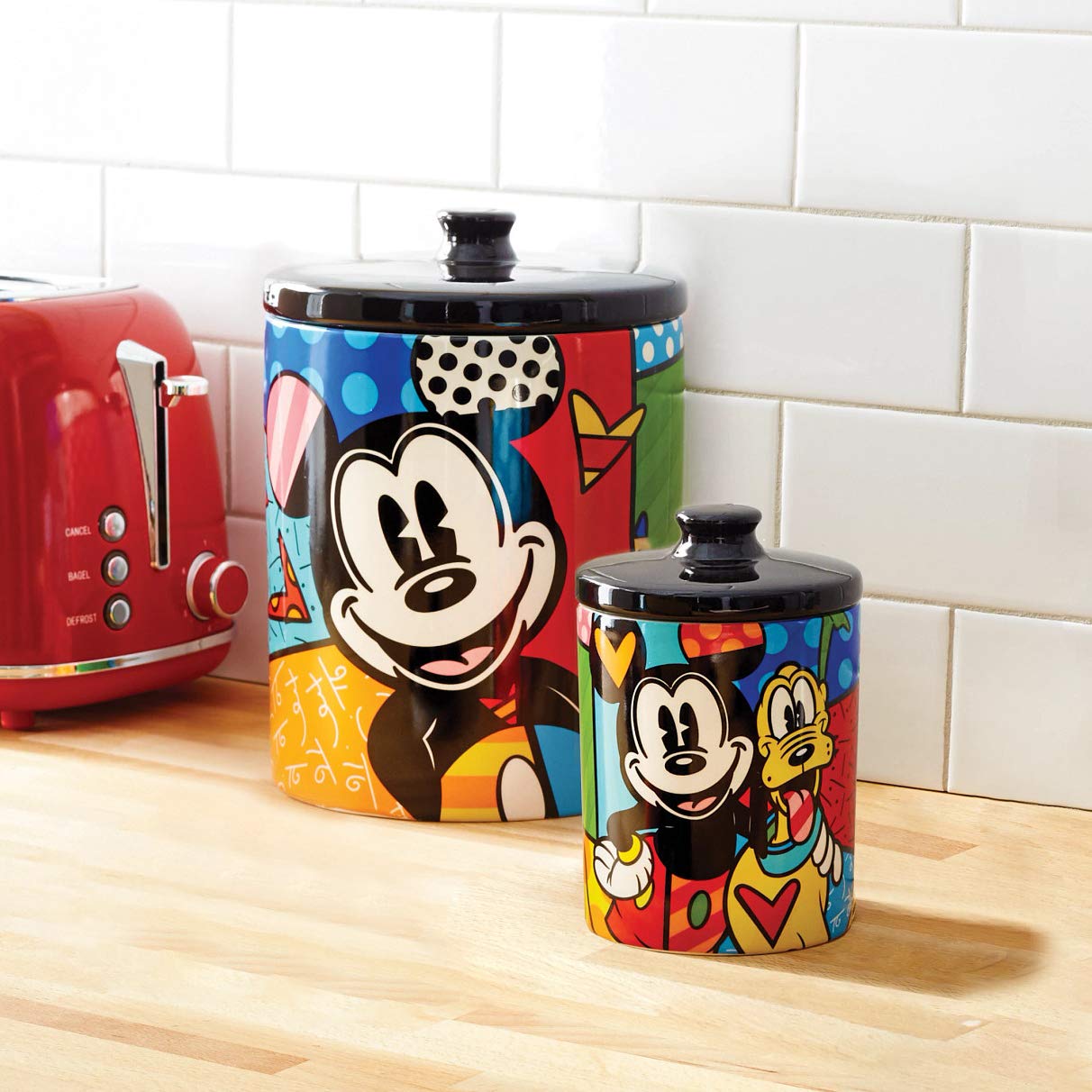 Enesco 6004977 Disney by Britto Mickey Mouse and Pluto Candy Jar Canister, 6 Inch