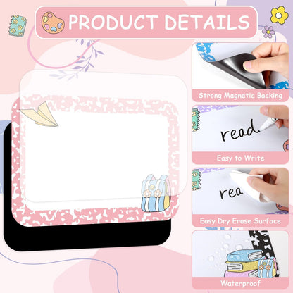 12Pcs Magnetic Write Wipe Organization Chart Dry Erase Objectives Learning Magnets Composition Notebook Colorful Back to School Classroom Goals Targets for Whiteboard Teaching Supplies