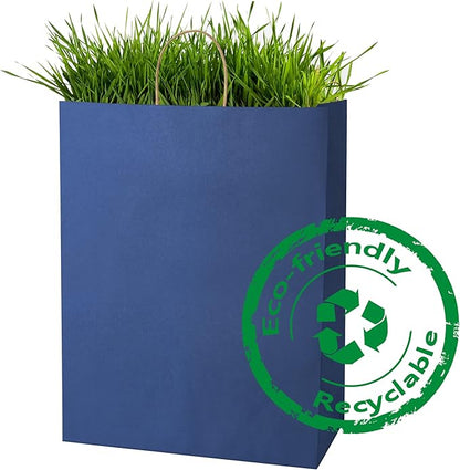 BagDream Navy Blue Gift Bags 13x7x17 50Pcs Large Kraft Paper Shopping Bags with Handles Bulk, for Party Favor, Retail, Merchandise, Grocery, Recycled Paper Sacks