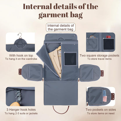 GARPROVM Garment Bags for Travel Women, 3 in 1 Convertible Garment Duffle Bags with Separated Tote Bag, Waterproof Suit Bag Travel Carry On Luggage Weekender Bag for Business Trip, Beige