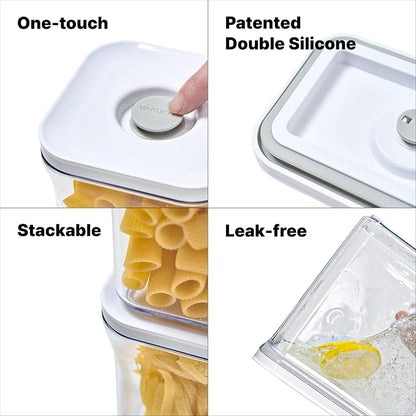 VAKUEN Premium Airtight Food Storage Containers, Rectangular 2PC-SET(2.11qt), Smart One-Click Seal Lid, 100% Leak Proof, Keep Food Fresh Longer, BPA-FREE, Dishwasher/Freezer & Microwave Safe