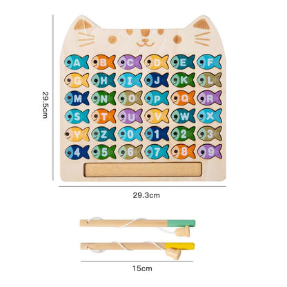 CleCoCenCir Magnetic Alphabet Numbers Fishing Game, Wooden ABC Letter Numbers Uppercase Lowercase Matching Puzzle Fine Motor Montessori Educational Toy for Preschool 3 4 5 Year Old Toddlers