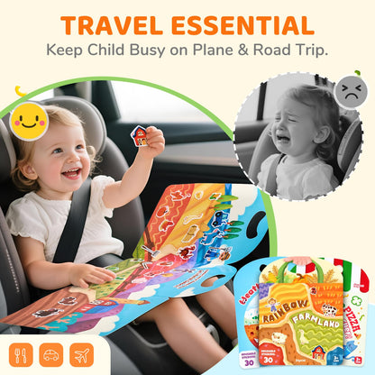 JoyCat Reusable Sticker Book Set (3-Pack): Farm, Pizza-Making, Weather - 90 Pcs Stickers for Toddlers, Kids Sticker Activity Book, Road Trip Travel Toys, Birthday Gifts for Boys and Girls