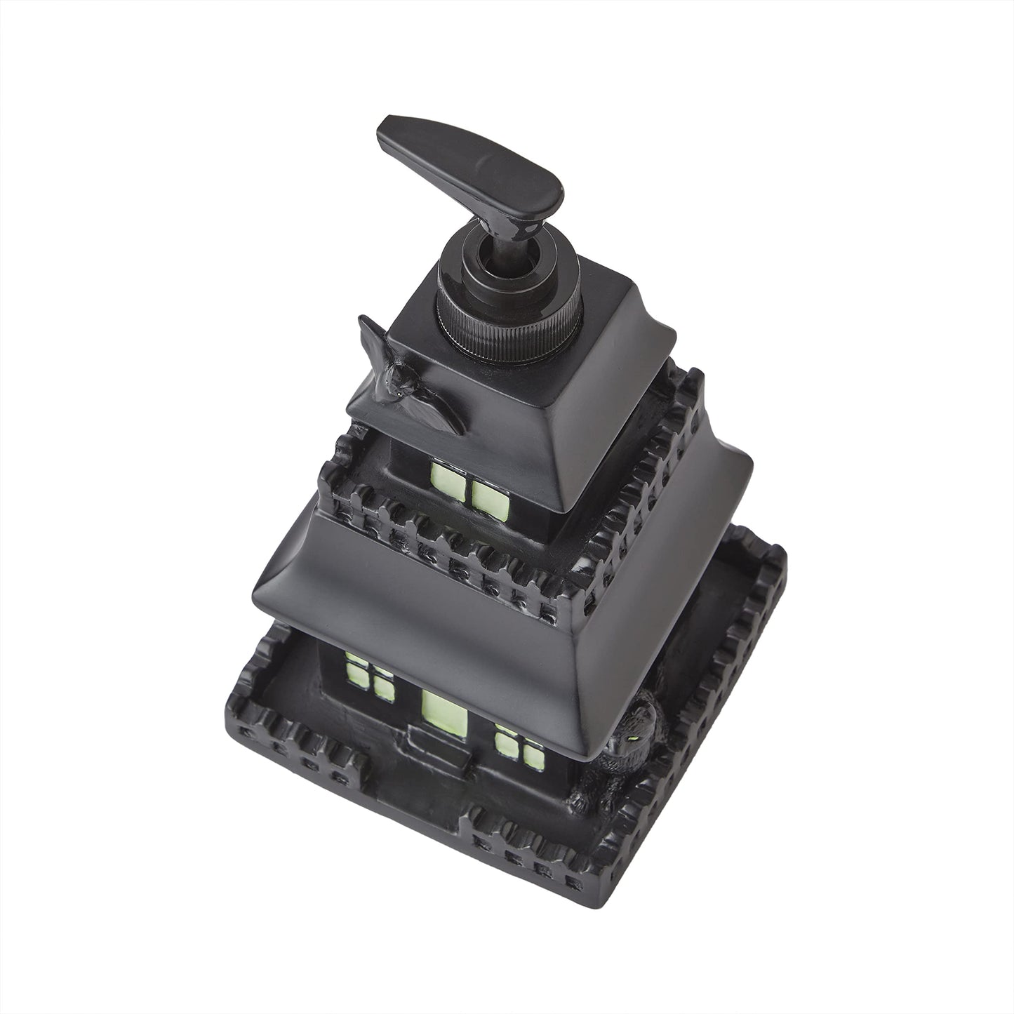 SKL Home Halloween Haunted House Glow-In-The-Dark Soap Dispenser for Bath/Kitchen & Gift, Black
