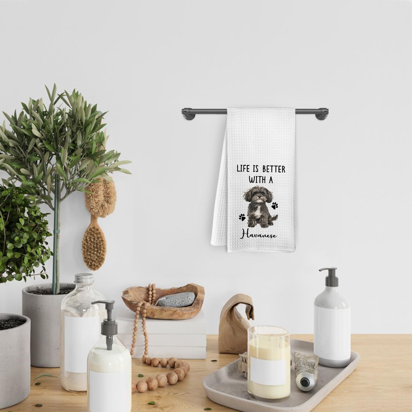 KFXHANGD Funny Havanese Dog Kitchen Towels Gifts for Women Men, Life is Better with a Havanese Dog Dish Towels, Dogs Puppy Themed Hand Tea Towel for Bathroom Kitchen Decor, Dogs Lover Gifts, 16x24 in