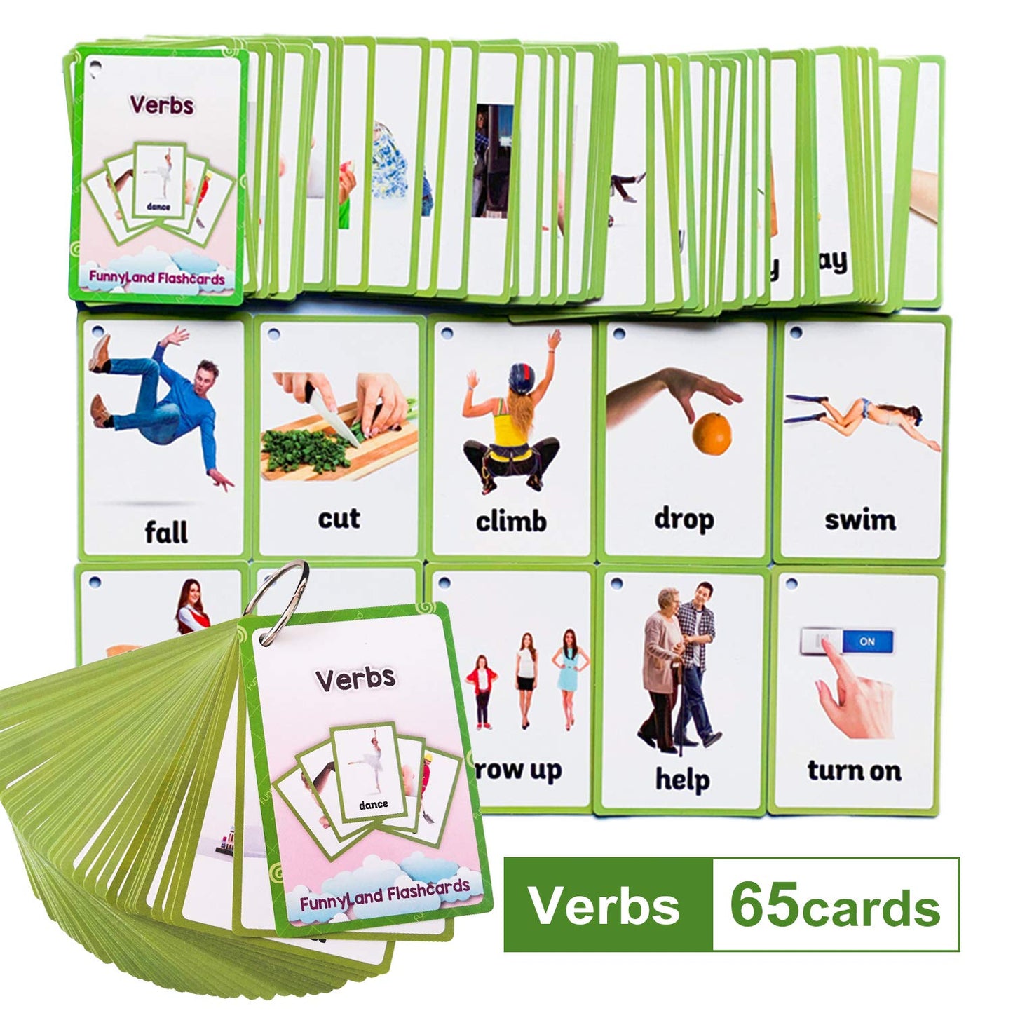 Verbs/Adjectives Flash Cards English Flash Cards Pocket Card Learning Toys for Children Pre-Kindergarten Kids Education Aids