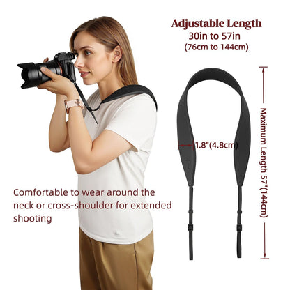 Divvia 1.8”Wide Camera Strap, Fashionable PU Leather Camera Strap for Sony/Nikon/Canon/Minolta/Panasonic/SLR/DSLR Cameras (Black, 1.8 inch)