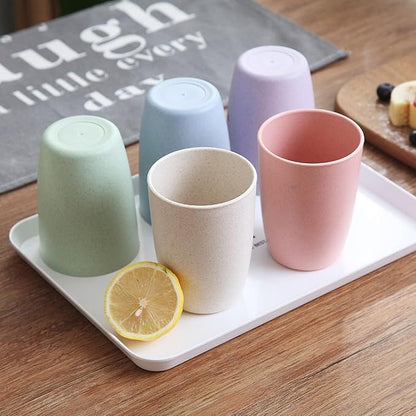 Wheat Straw Cups Set of 4, Unbreakable Drinking Cup Reusable Plastic Cups Dishwasher Safe for Kitchen Party Camping