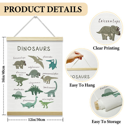 Nopoben Dinosaurs Poster Hanger Frame, Animal Prints Wall Art With Wooden Poster Hanger, Educational Animals Wall Decor, Kids Room Nursery Bedroom Decor(12x16 Inches)-19