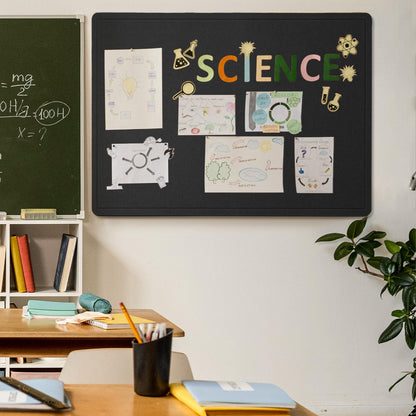 Lightomorrow Large Bulletin Board - 48 x 36 Inches, Decorative Felt Pin Board for Wall - 4' x 3' Foldable Photo Display Board with Self-Adhesive Tape, Includes 20 Push Pins - Black