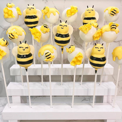 WUWEOT Cake Pop Stand Riser, 22 Holes Wooden Lollipop Holder, 4 Tier White Candy Sucker Display Shelf for Dessert Table of Wedding, Shower, Birthday Party