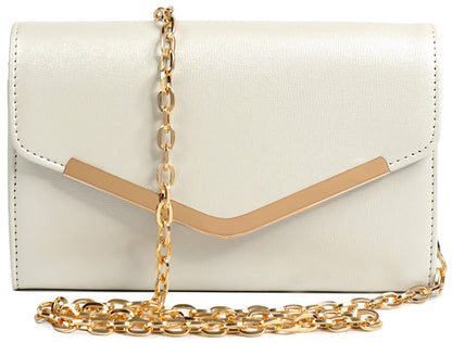 Autumnwell Clutch Purse Evening Bag for Women，Envelope Handbag With Detachable Chain for Wedding and Party（beige）