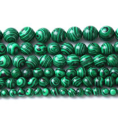 36pcs 10mm Synthetic Green Malachite Beads Natural Stone Round Loose Spacer Beads for Jewelry Making DIY Necklaces Bracelets 15" (10mm, Green Malachite)