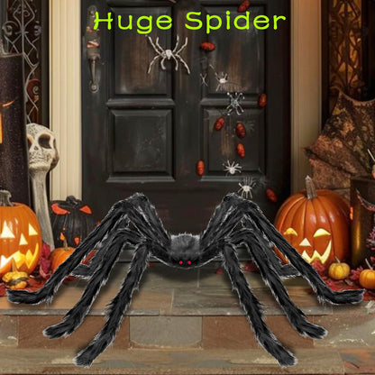QPMR Halloween Decorations Outdoor, 2PCS 59" Scary Giant Spiders, Halloween Party Decorations, Large Haunted House Props,Yard Lawn Decorations Indoor Black