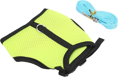 Yctze Adjustable Mesh Harness with Leash for Rabbits & Guinea Pigs - Comfortable Chest & Back Traction for Small Pets (Fruit Green)