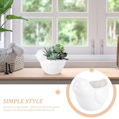 GOOHOCHY Ceramic Succulent Flowerpot Bird Planter Creative White Animal Design Large Plant Container for Garden Balcony Home Decor