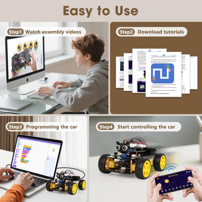ACEBOTT Robotics Kit for Kids Ages 8-12 12-16, Smart Robot Car Kit Compatible with Arduino & Scratch, STEM Toys Coding Robot Kit with App Control, STEM Gifts for Kids and Teens