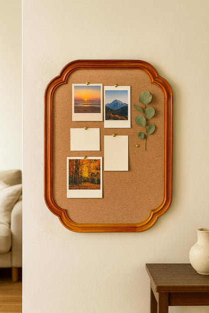 YINGXUN Scalloped Edge Wooden Frame Cork Board 17.7x23.6in