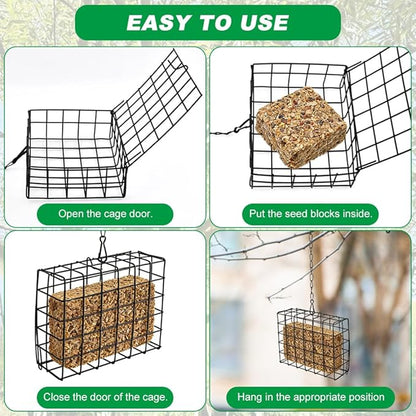 2Pcs Outdoor Suet Cage Bird Feeder, Suets Hanging Bird Feeder fo Attracting Birds, Single Suet Cake Capacity, Fruit Holder Style for Garden Yard Outside Hanging