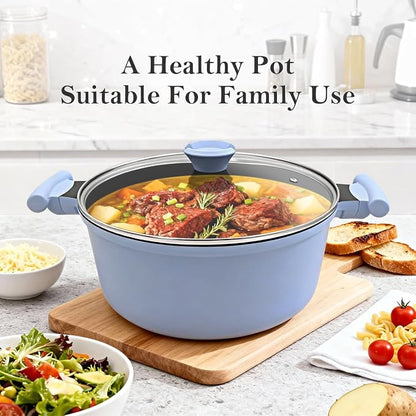 7 QT Steamer Pot for Cooking, Large Steaming Pot with Lid, Nonstick Cooking Pot with Vegetable & Dumpling Steamer Basket, Big Food Steamer Cookware, Induction Compatible, PFOA Free