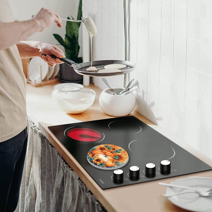 Autumn Pumkin Art Electric Stove Burner Covers,4 Pcs Halloween Pumkin,Sunflowers Stove Burner Covers,Thankgiving Stove Burner Cover,8 Inch and 10 Inch, Fall Metal Cooktop Home kitchen Decorative