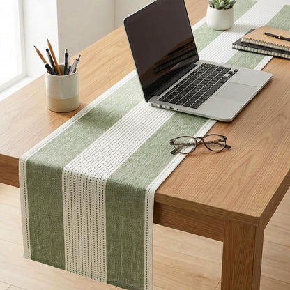 Artoid Mode Sage Green Farmhouse Rustic Table Runner, Seasonal Macrame Fabric Kitchen Dining Holiday Wedding Table Decor for Home Party 13x120 Inch