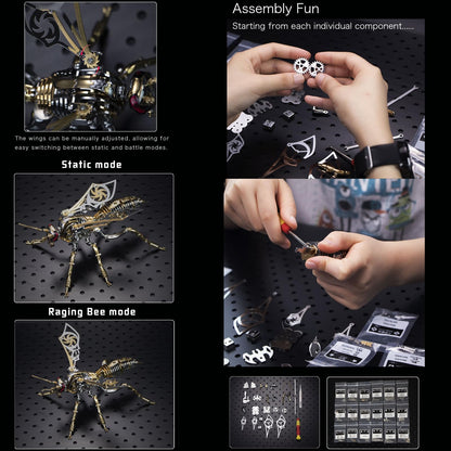 3D Metal Wasp Puzzles for Adults, Model Kits Mechanical Building Blocks, Difficult DIY for Assembly Gifts for Men