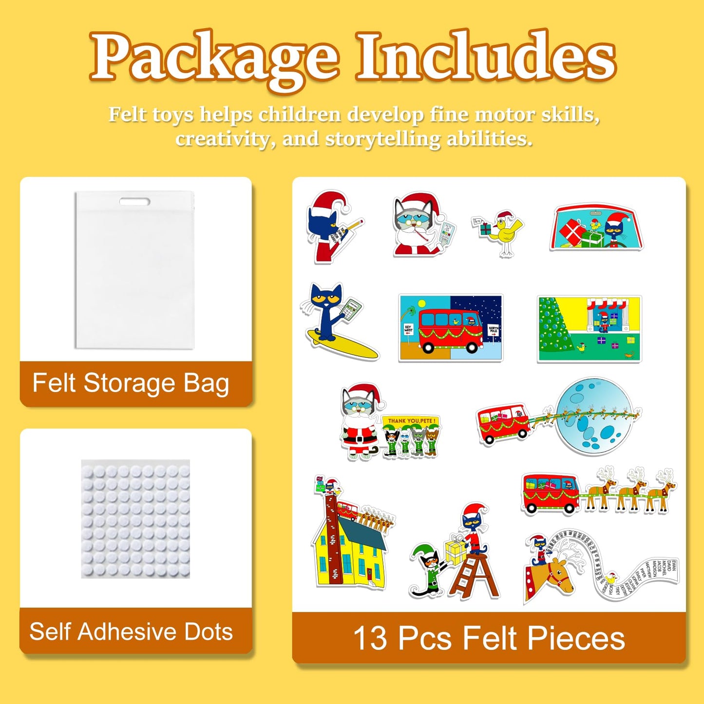 Ai fsem Pete's Saves Christmas Felt Board Story Sets Toddler Interactive Toys Flannel Board Stories for Preschool Storytelling Learning Education Toys