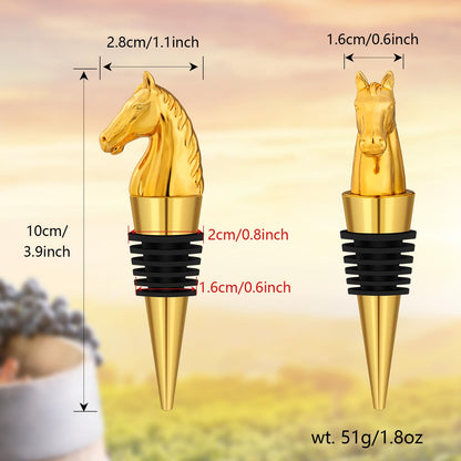 LULLEA Horse Head Wine Stopper, Gold, Horse Gifts for Men & Women, Bottle Stopper for Wine & Champagne