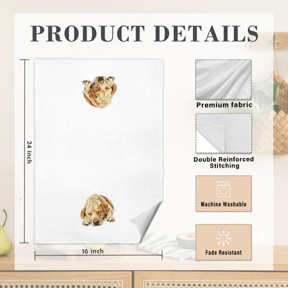 MKIJUHB Labrador Retriever Gifts Kitchen Dish Towels, Yellow Lab Gifts, Dog Mom Dad Gift, Cute Sleeping Labrador Decorative Hand Tea Towels for Bathroom, 16x24 Inch Set of 2