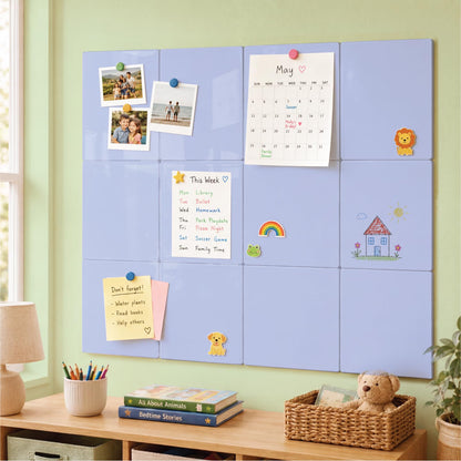 Comix Magnetic Board, 12 Pack Magnetic Whiteboard for wall, 11.8 x 11.8 Inches Dry Erase Board for Kids, Students, White Board Dry Erase Set for Fridge, Office and Home, Blue