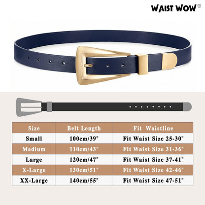 Women's Leather Belts for Jeans Pants Fashion Leather Waist Belt Ladies Dress Belts with Gold/Silver Buckle
