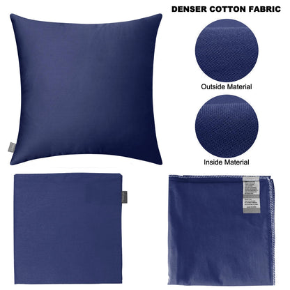 Thmyo 4-Pack 100% Cotton Comfortable Solid Decorative Throw Pillow Case Square Cushion Cover Pillowcase Sublimation Blank Pillow Covers Halloween DIY Throw Pillowcase(20x20inch/50x50cm,Dark Blue)