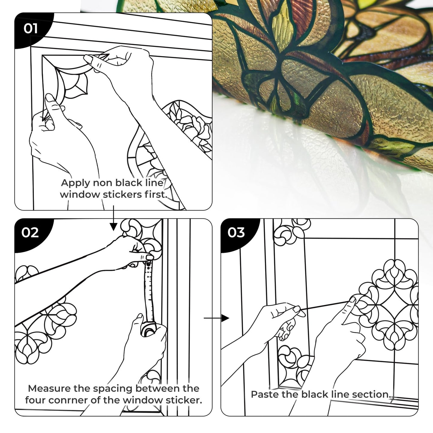 ADD.HERES Window Stickers, ‌Stained Glass Window Privacy Film, UV Blocking Static Cling for Home Kitchen Office Bathroom, Amber Starry Light, 11.81" X 15.75"