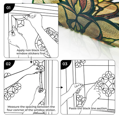 ADD.HERES Window Stickers, ‌Stained Glass Window Privacy Film, UV Blocking Static Cling for Home Kitchen Office Bathroom, Amber Starry Light, 11.81" X 15.75"