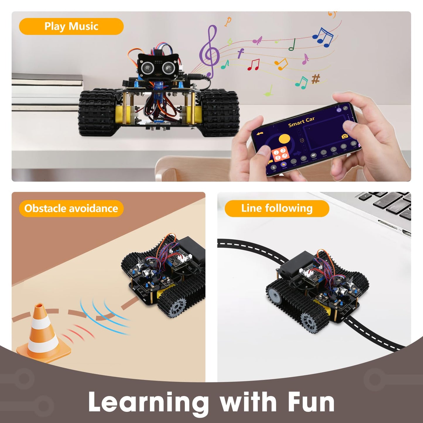Robotics Kit for Kids Ages 8–12, Smart Robot Tank Car Compatible with Arduino & Scratch & Python, STEM Toys for Boys Ages 8–12, App & Remote Control, Birthday Coding Gift for Boys, Girls and Adults