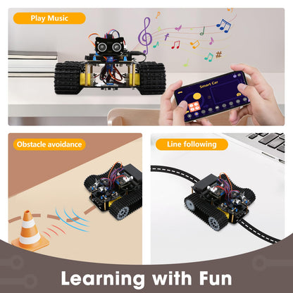 Robotics Kit for Kids Ages 8–12, Smart Robot Tank Car Compatible with Arduino & Scratch & Python, STEM Toys for Boys Ages 8–12, App & Remote Control, Birthday Coding Gift for Boys, Girls and Adults