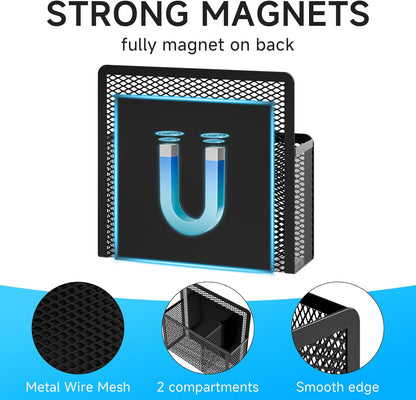 Magnetic Dry Erase Marker Holder, Mesh Pen Holder for Whiteboard，Magnet Pencil Organizer Storage for Refrigerator Locker Accessories Organizer for Home, School and Office(Black)