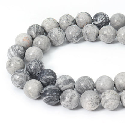 Siomia 45pcs 8mm Natural Map Jasper Gemstone Beads Energy Healing Crystal Round Loose Stone Beads for Jewelry Making, DIY Bracelets Necklaces