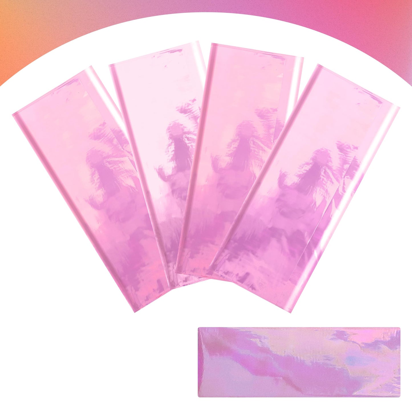 3 pcs Orange & Purple & Pink Iridescence Tablecloth, 40x108“ Disposable Shiny Laser Table Cloth, Glitter Plastic Tablecloths, Holographic Iridescent Table Cover for Halloween Party Decoration, Wedding