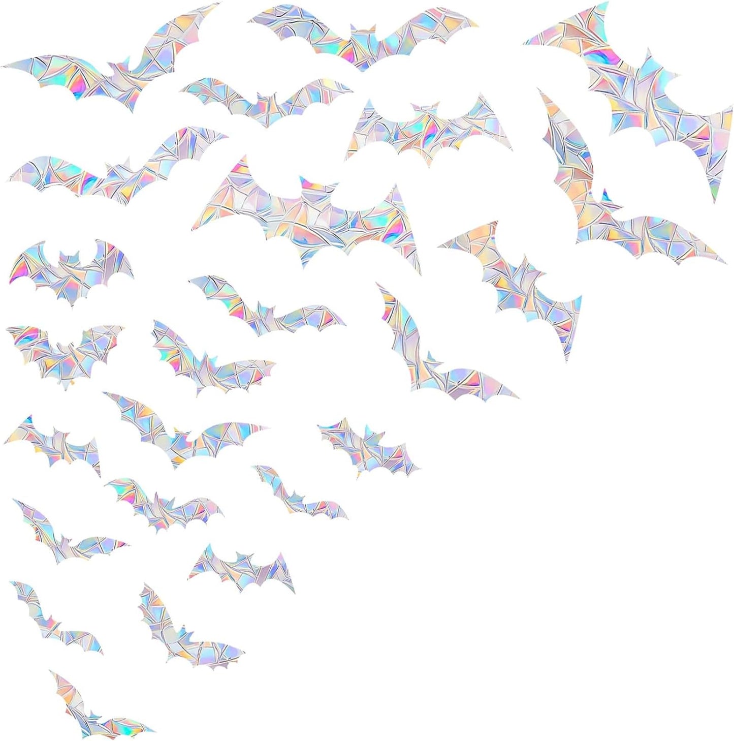 Shawula 45PCS Bat Window Clings - Anti-Collision Decals to Save Birds From Collisions, Non-Adhesive Prismatic Vinyl Clings (Bat)