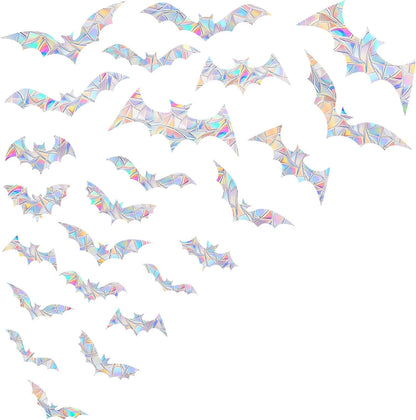 Shawula 45PCS Bat Window Clings - Anti-Collision Decals to Save Birds From Collisions, Non-Adhesive Prismatic Vinyl Clings (Bat)