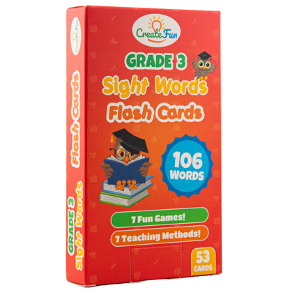 106 Sight Words Flash Cards 3rd Grade for Kids Ages 7-8, Dolch & Fry Sight Word Reading Games, Learning Activities for Kids with 7 Educational Game Ideas