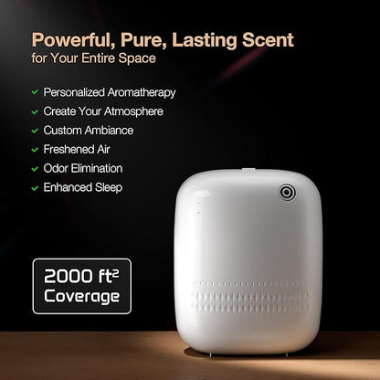 Airversa Waterless Essential Oil Diffuser for Home Large Room and Commercial Use, Up to 2000 sq ft, App Control Cold Air Diffuser, 400mL, DC-12V/1A Plug in Wall, Smart Scent Air Machine, ANW-White