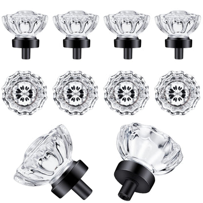 SHINY HANDLES Cabinet Knobs Matte Black 8 Pack Glass Cabinet Knobs Vintage, Crystal Drawer Knobs and Pulls, Dresser Knobs