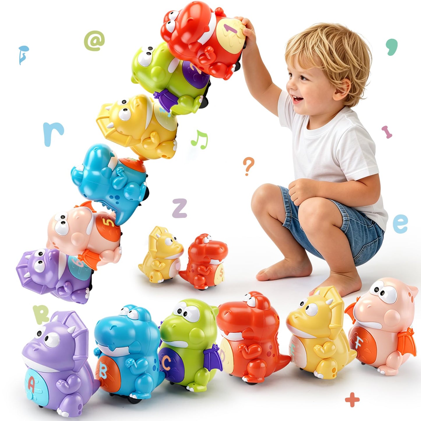 Covriina Dinosaur Magnetic Number Train Set for Toddlers 1-3, Magnetic Train Set for Toddlers Learning Toy, Number Toys DIY Letters, Dancing Singing Dinosaur Train Educational Toy for Girls Boys